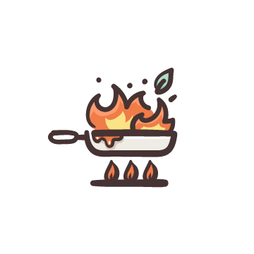 食材を炒める、焼く、煮る、蒸す